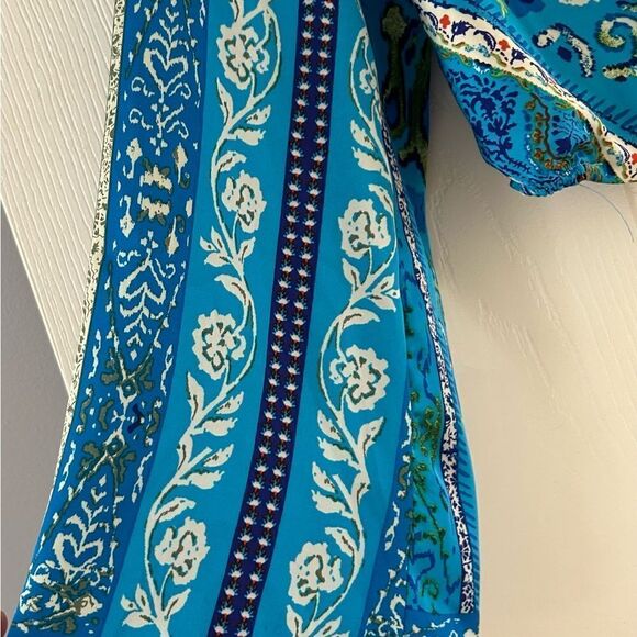 Rachel Zoe Blue Print Cropped Blouse Size Small - Picture 6 of 9